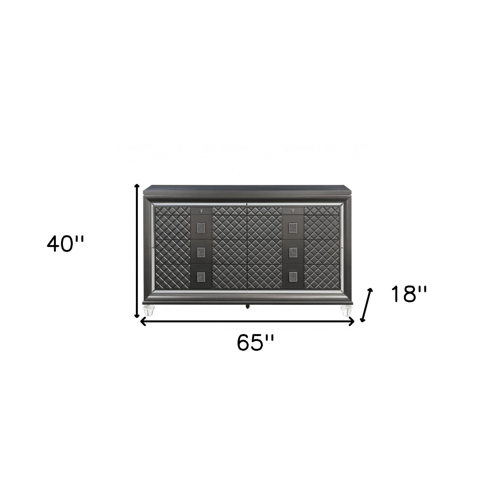 Top view of 65" Gray Wood Double Dresser highlighting surface area