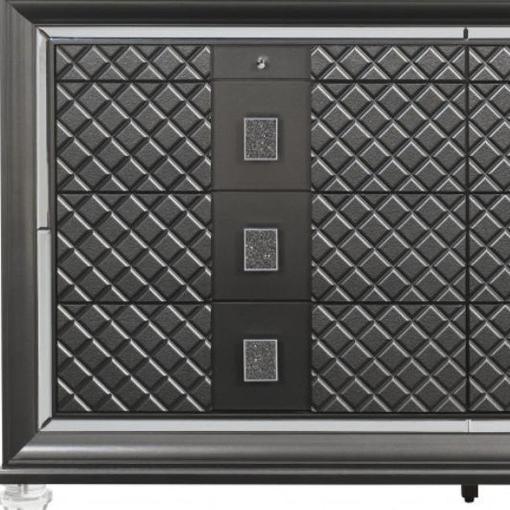 Side angle of the 65" Gray Double Dresser showcasing spacious drawers