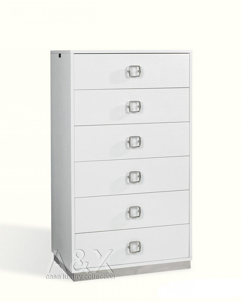 Front view of 32" White Six Drawer Chest by Homeroots