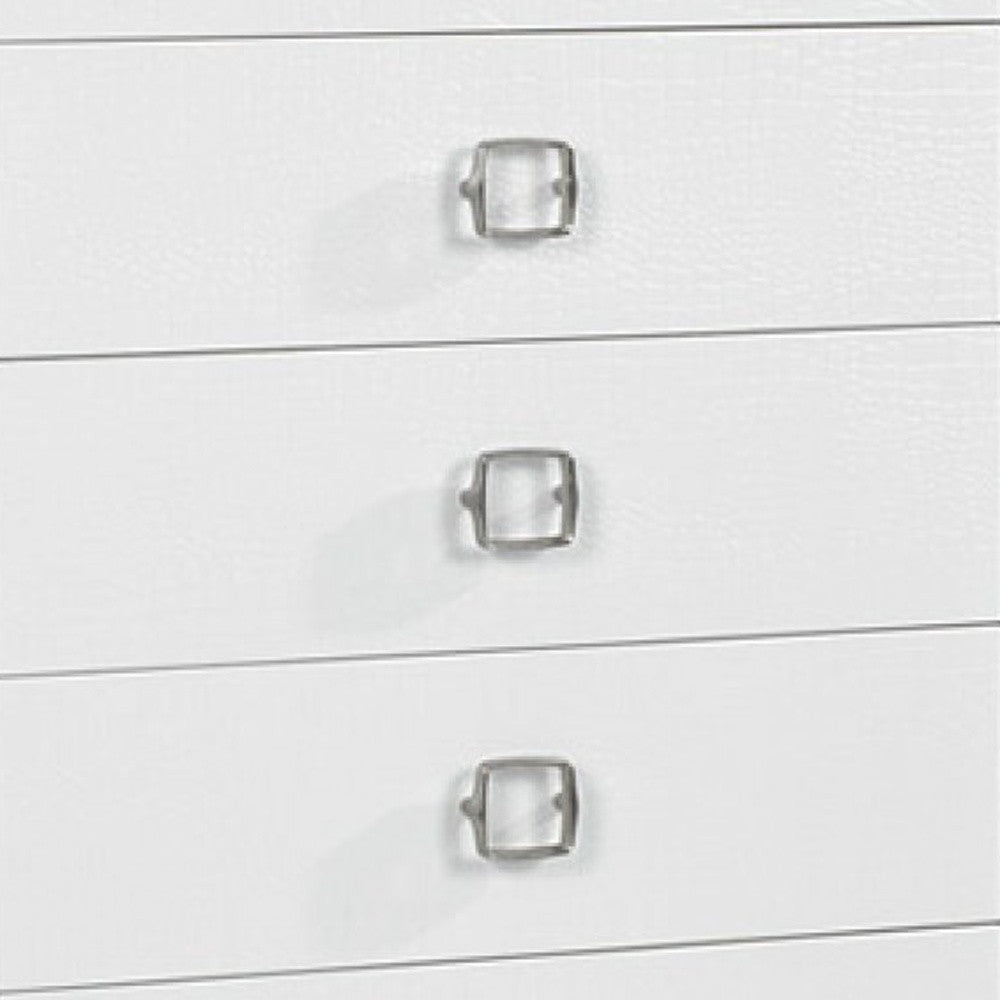 Side angle of 32" White Six Drawer Chest showcasing its sleek design