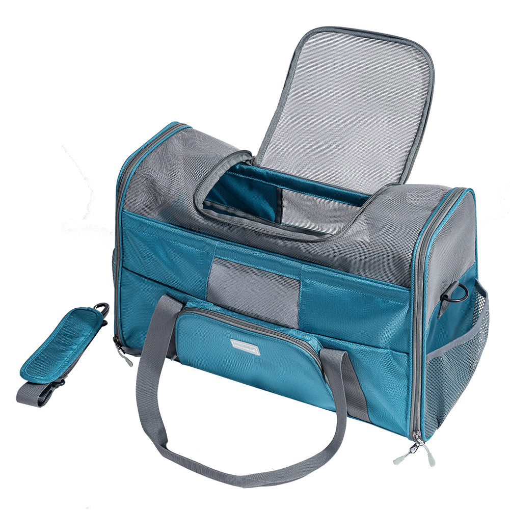 Front view of SUNVENO Pet Carrier for small dogs and cats