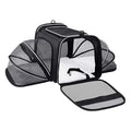 Durable microfiber frame of the Premium Cat Carrier on display