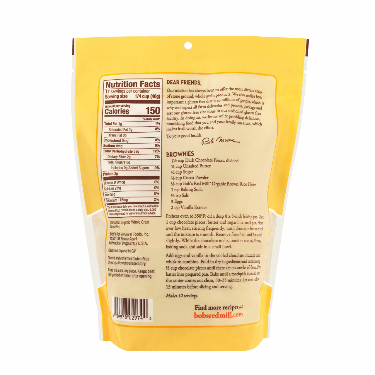 Side view of Gobingya Organic Brown Flour showcasing packaging