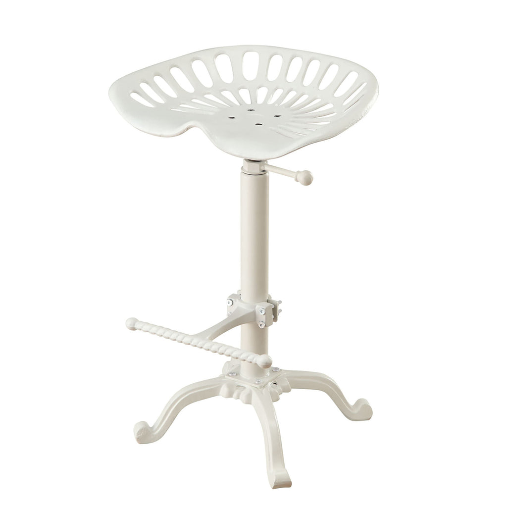 Front view of 23" White Adjustable Backless Bar Chair by Homeroots