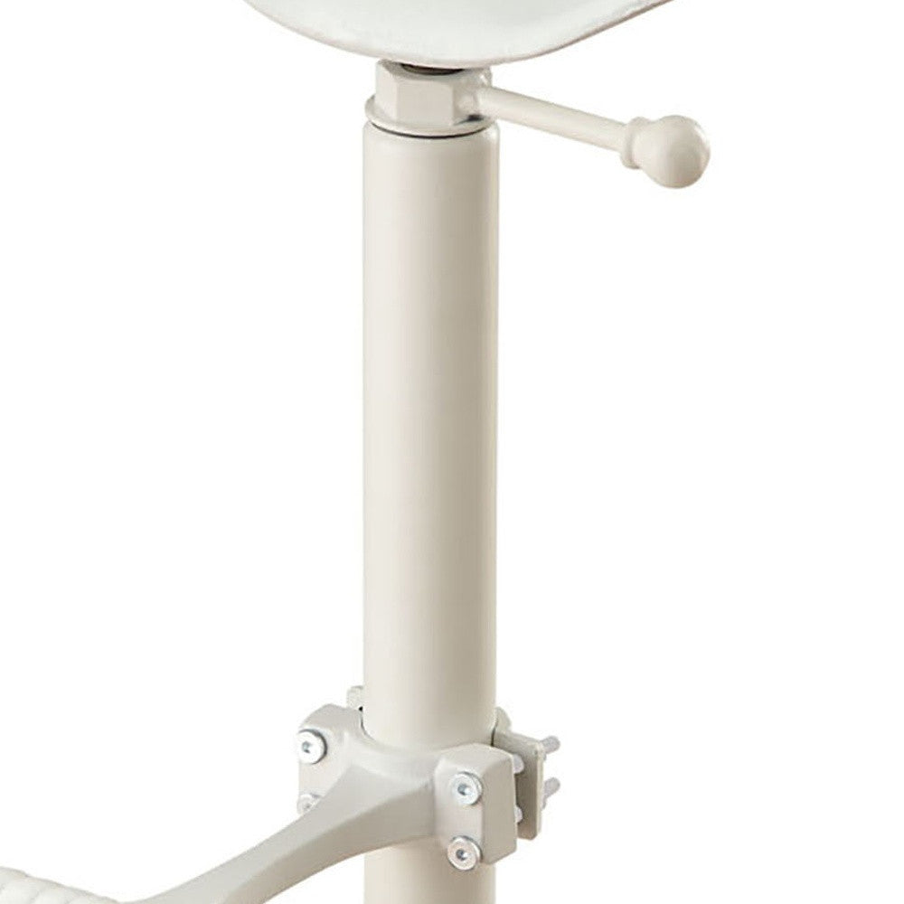 Close-up of the bucket seat of 23" White Bar Chair by Homeroots