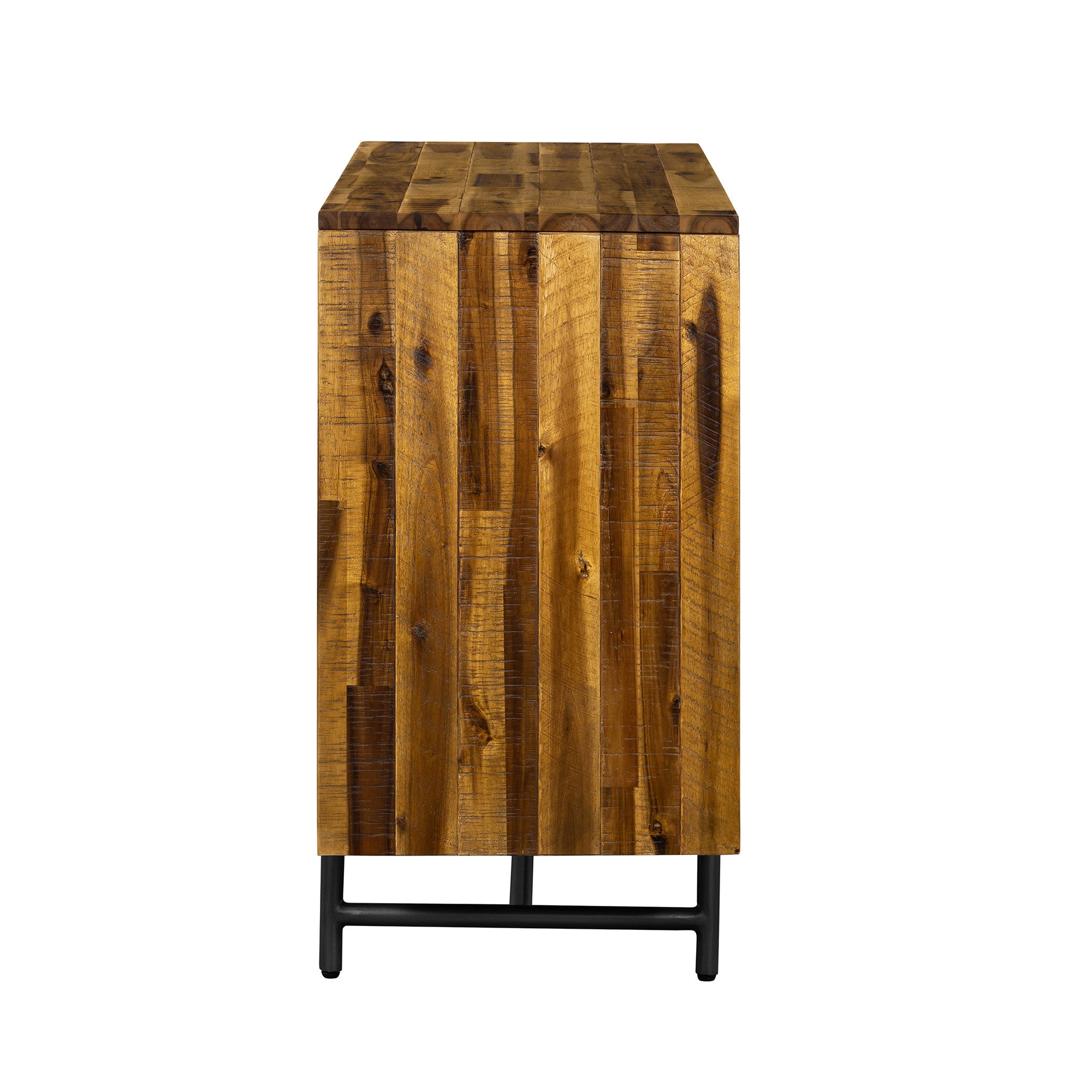 Close-up of the drawer handles on the 57" Solid Wood Double Dresser