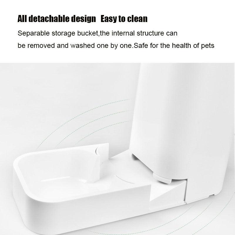 Side angle of Lovefat Pet Oasis bowl showcasing water and food compartments