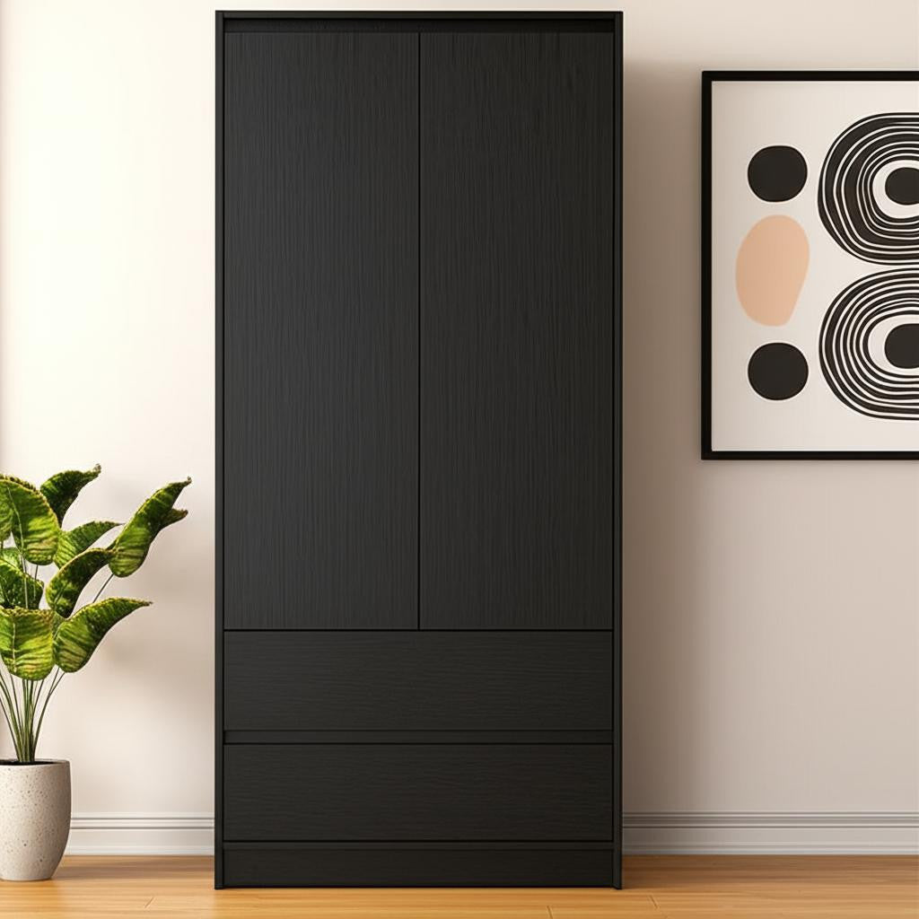 Front view of 71-Inch Black Wood Combo Dresser by Homeroots