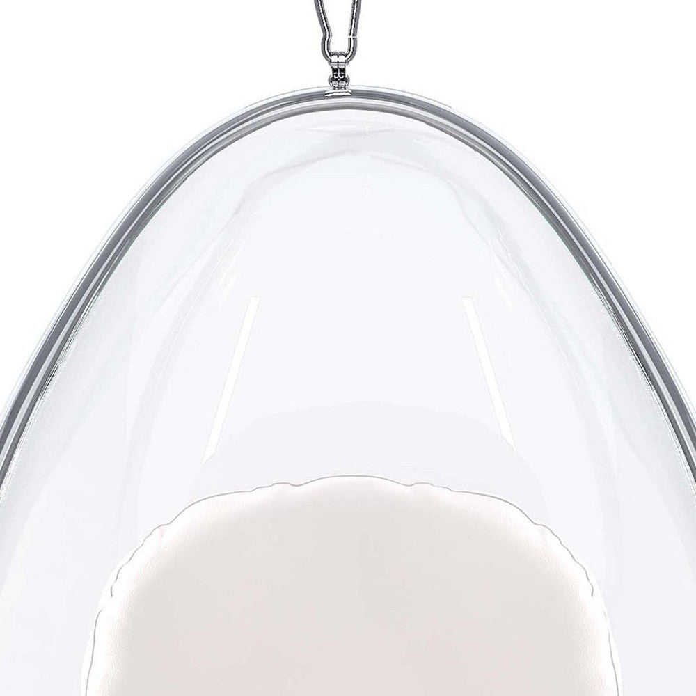Side perspective of 27-Inch White Faux Leather Balloon Chair showcasing its design