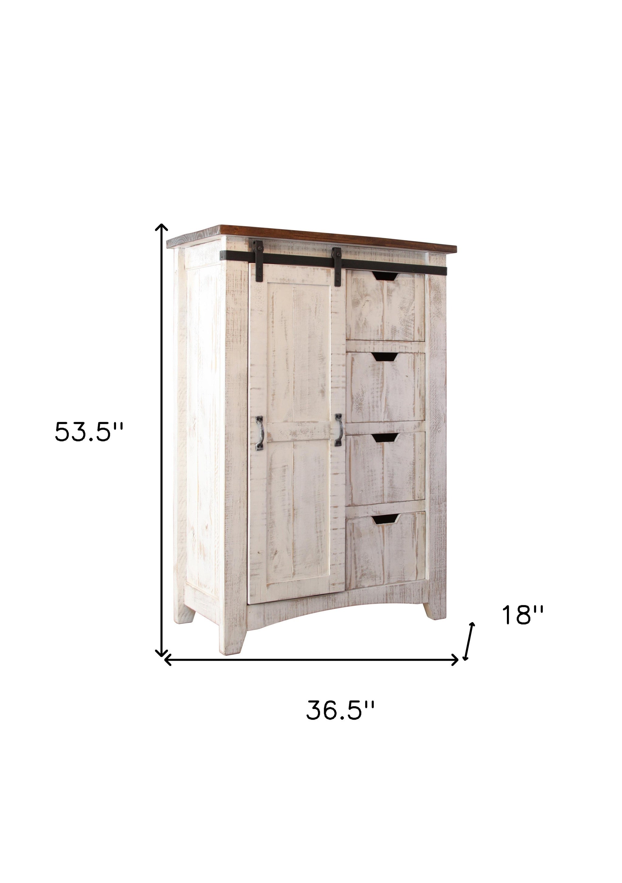 Back view of 54" Brown and White Solid Wood Dresser highlighting craftsmanship