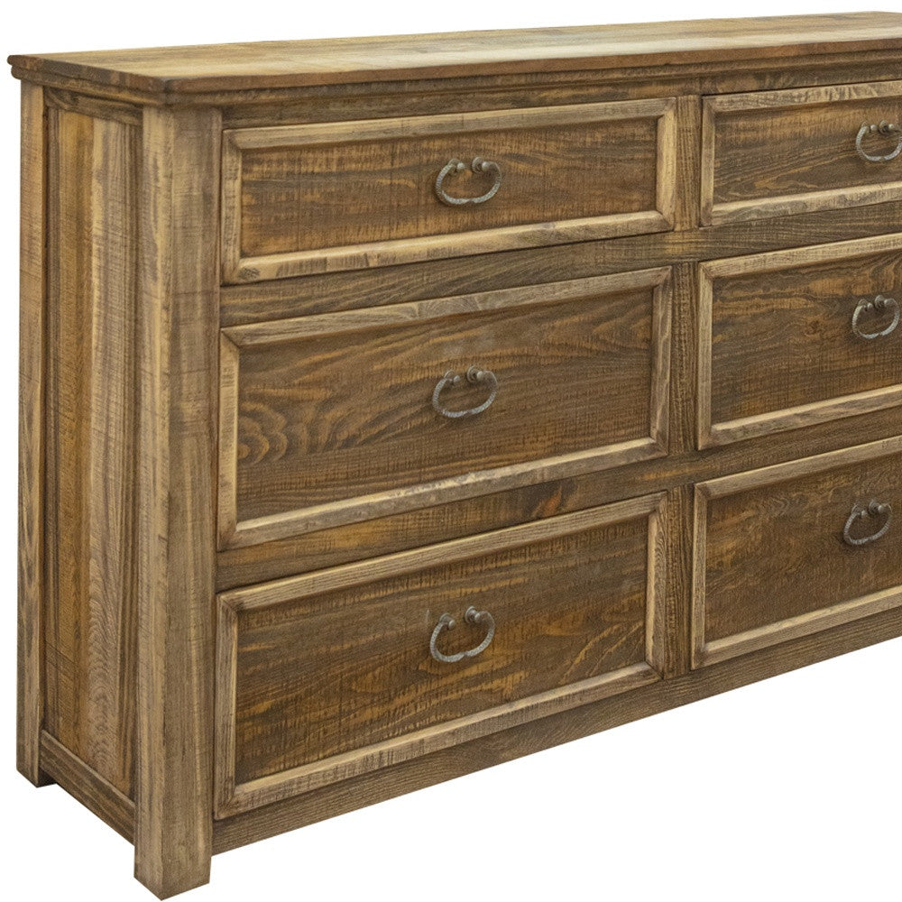 Side view showcasing the spacious drawers of the 67" Solid Wood Dresser
