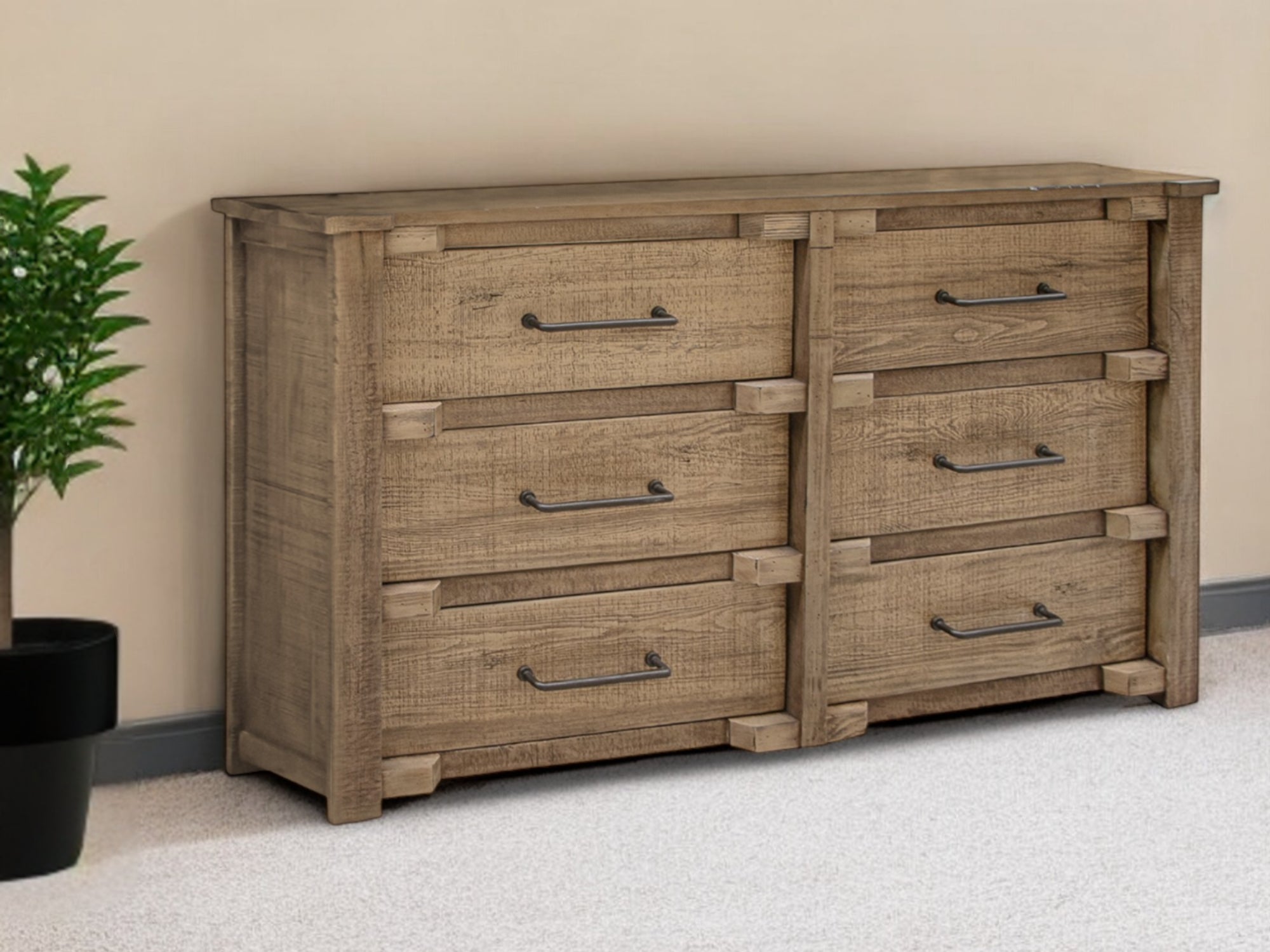 Front view of 67" Solid Wood Double Dresser by Homeroots