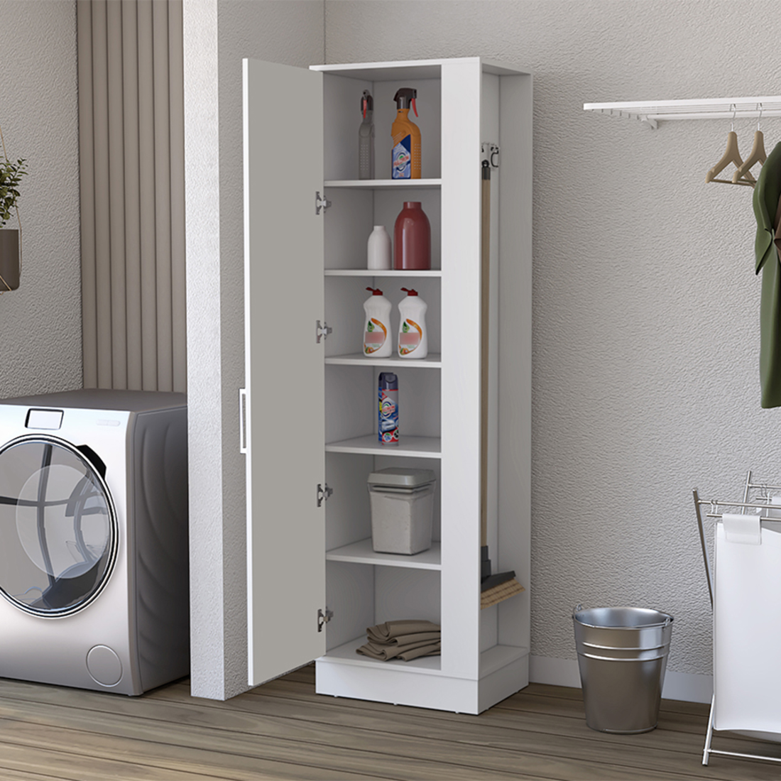 Lifestyle image of 21" White Lacquered Wardrobe in use