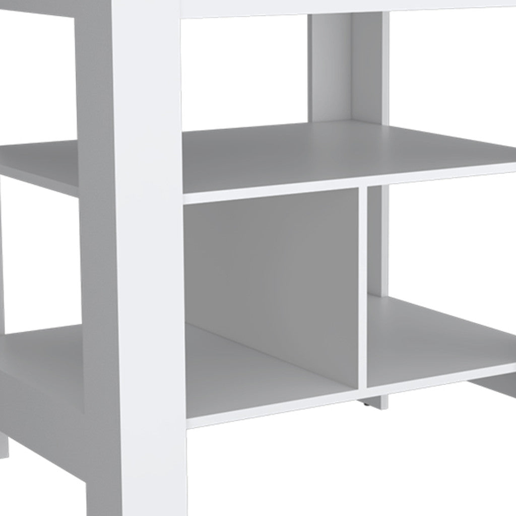 41" Natural and White Wood Kitchen Island Set With Storage