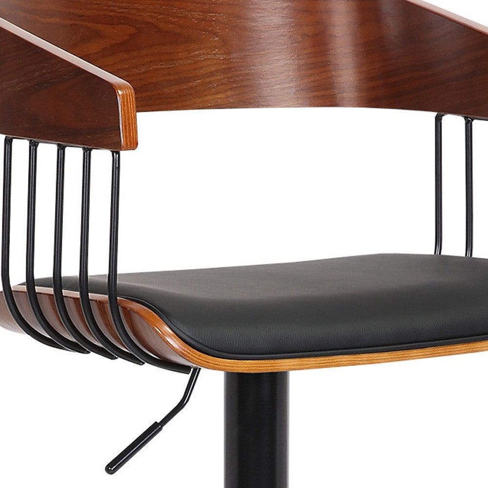 Adjustable height feature on Black Faux Leather Swivel Bar Chair by Homeroots