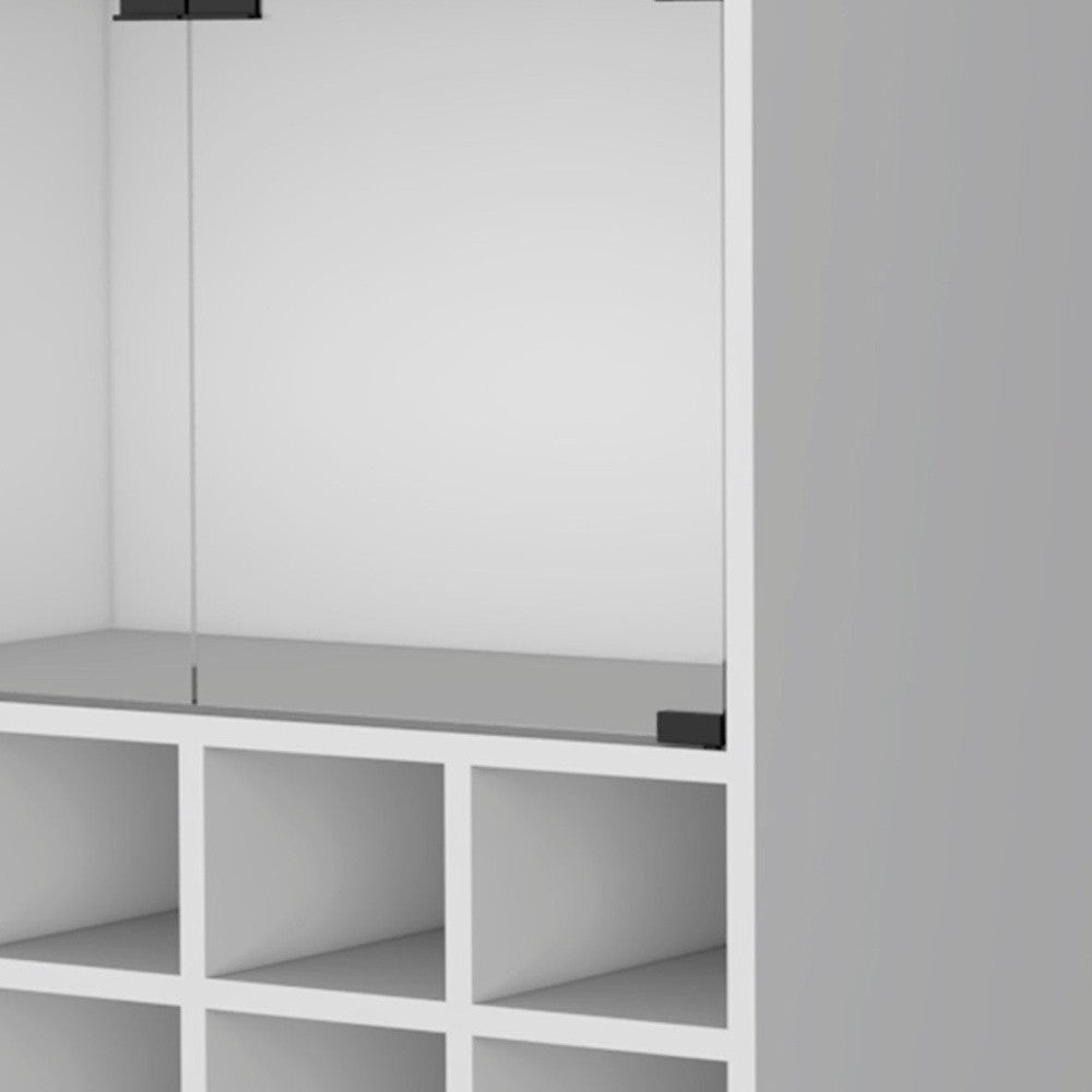 White Rolling Bar Cart With Wine Storage