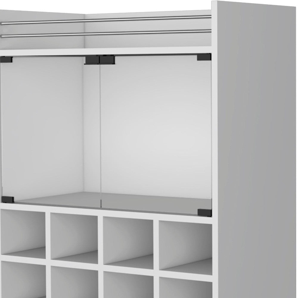 White Rolling Bar Cart With Wine Storage