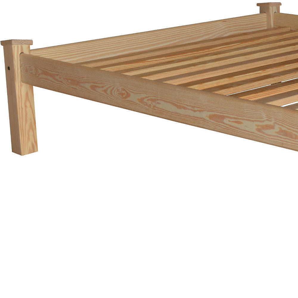 Side view showcasing the craftsmanship of the Natural Solid Wood Full Bed Frame