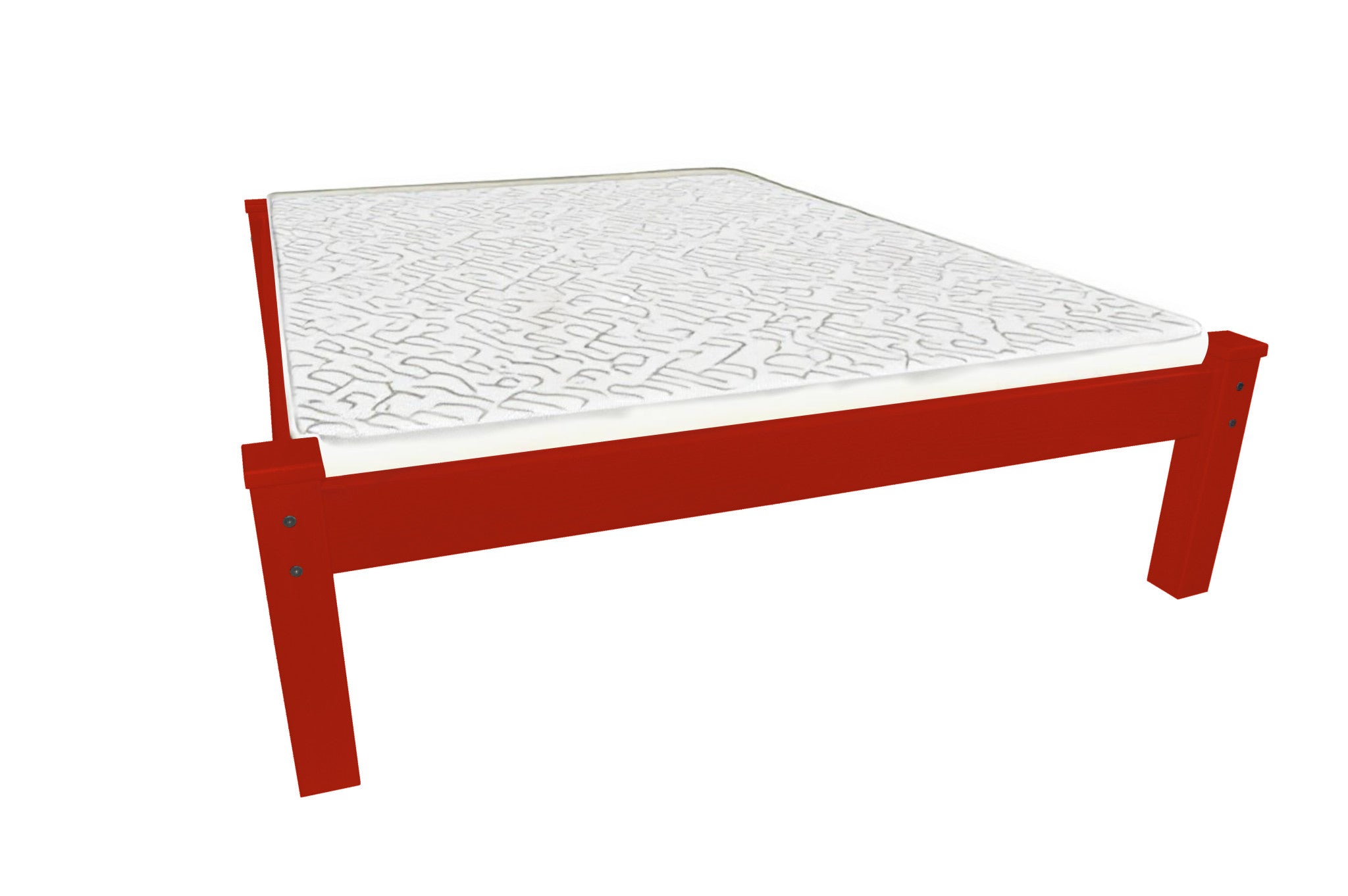 Close-up of the red finish on the Solid Wood Queen Bed Frame by Homeroots