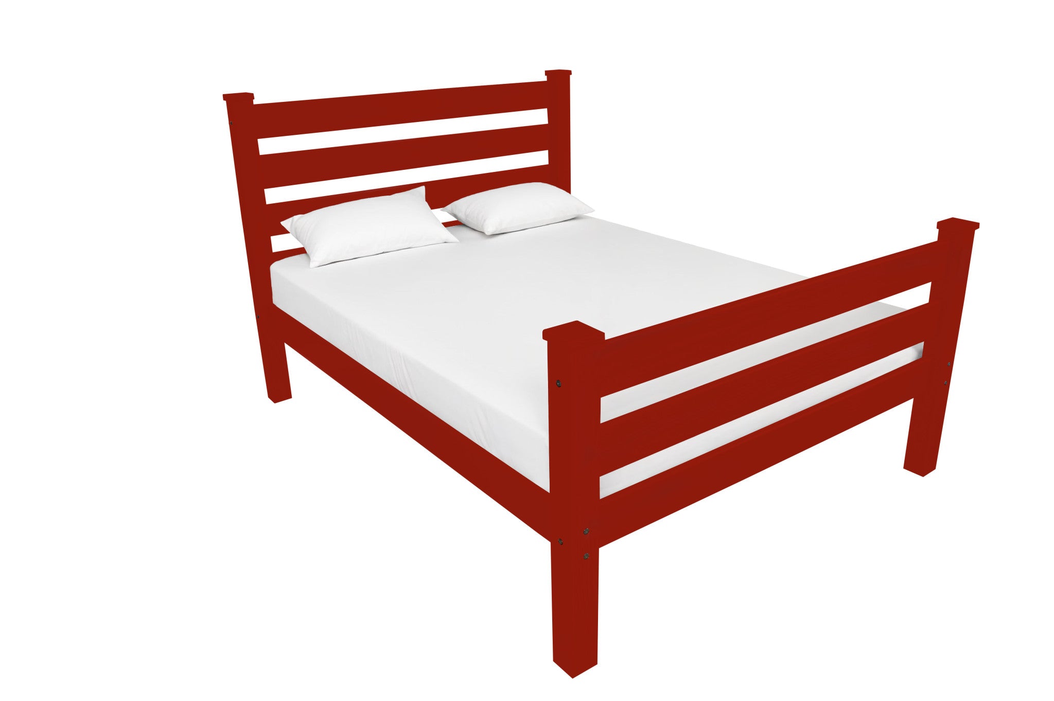 Lifestyle image of Red Solid Wood Twin Bed Frame in use
