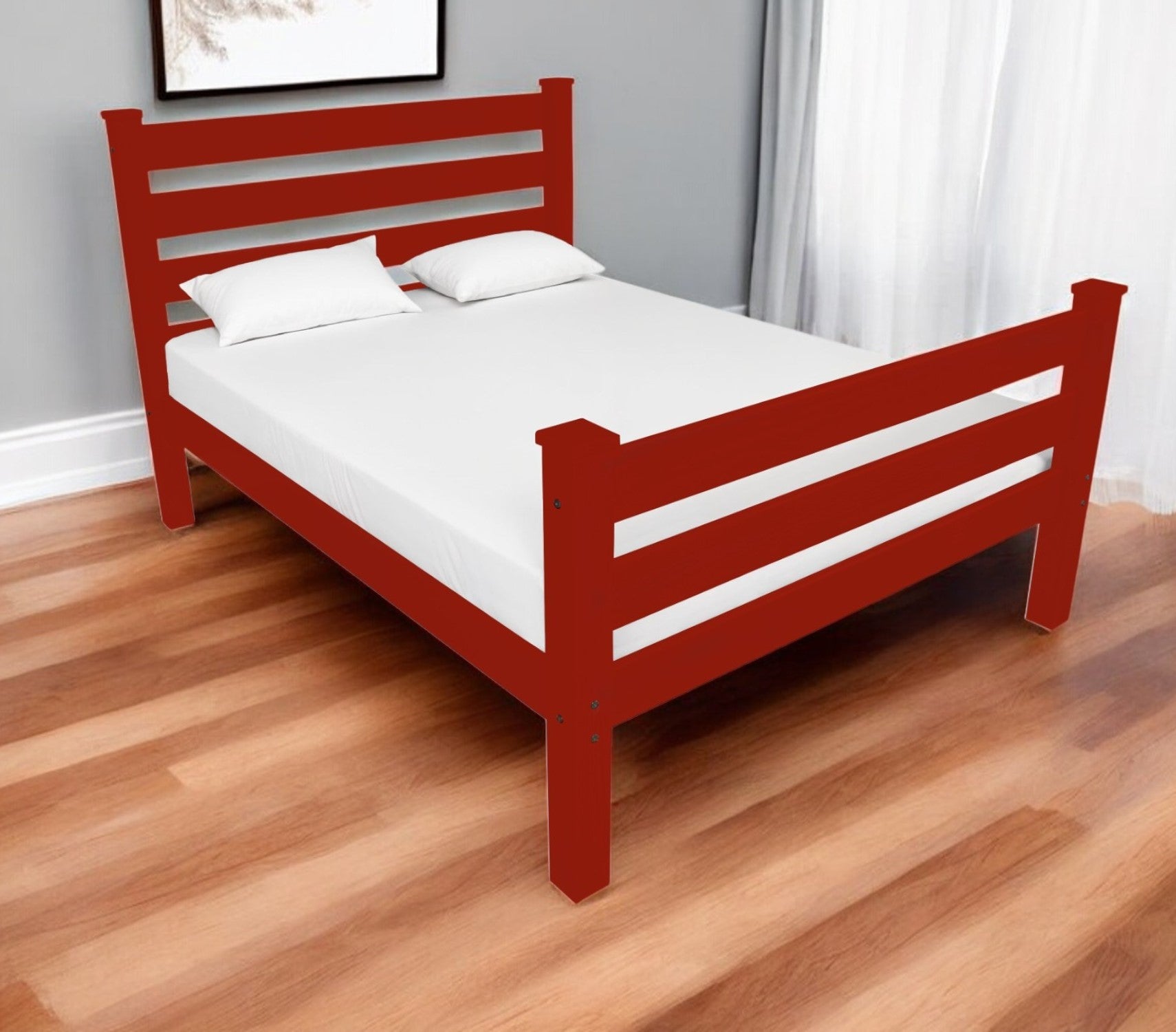 Dimensions of the Red Solid Wood Twin Bed Frame displayed
