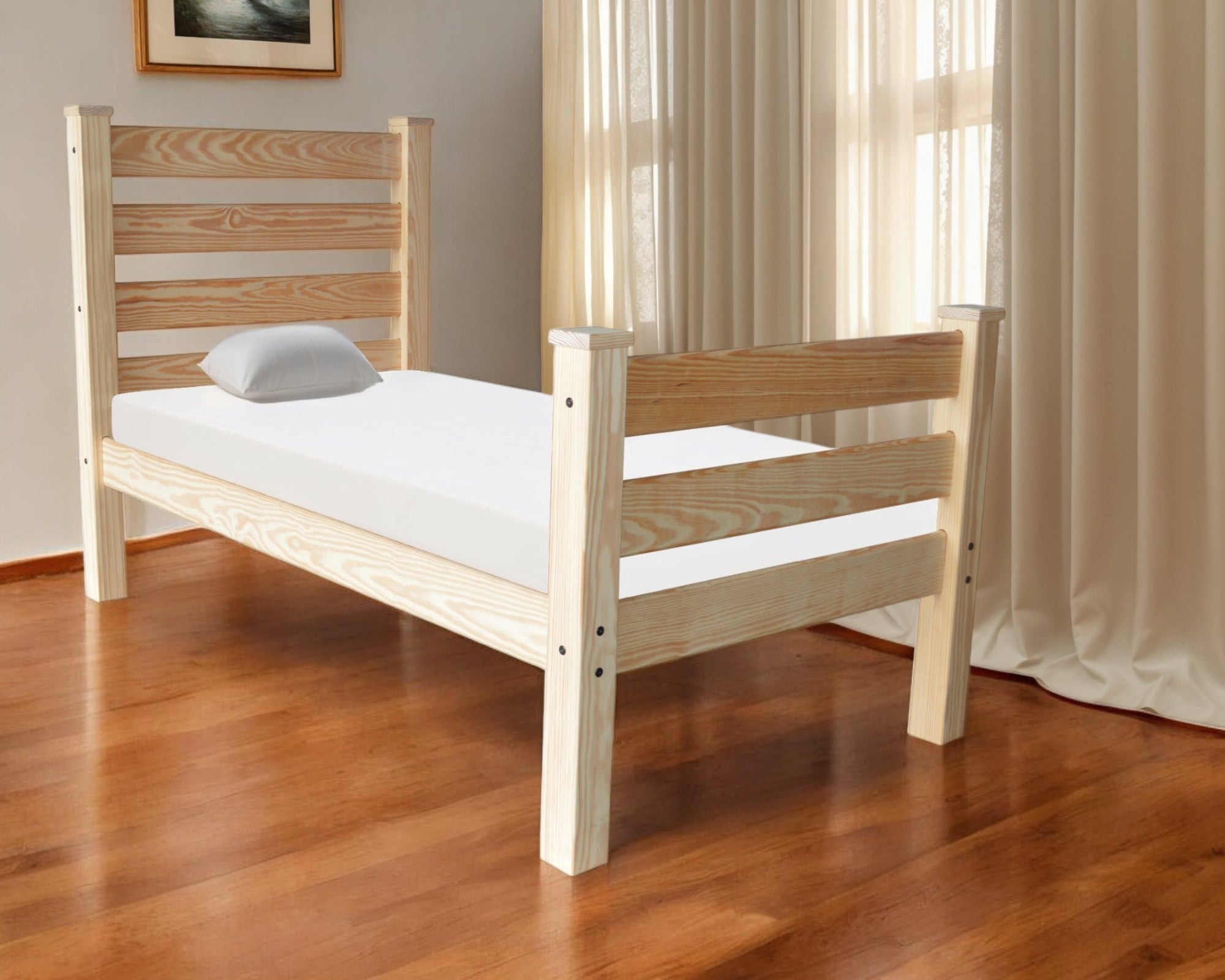Stylish Solid Wood Twin Bed Frame against a minimalist backdrop