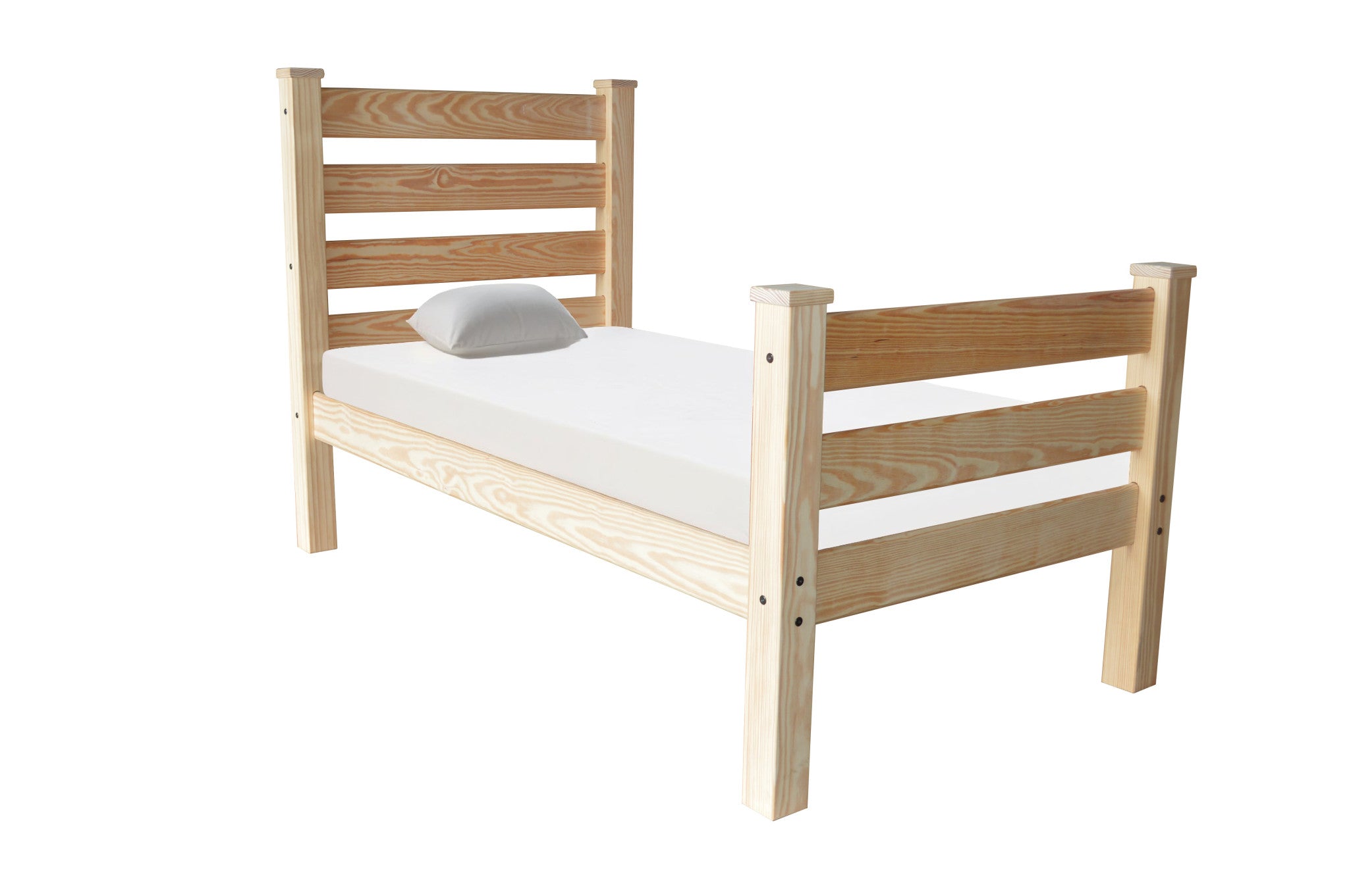 Side profile of Stylish Solid Wood Twin Bed Frame showcasing wood grain