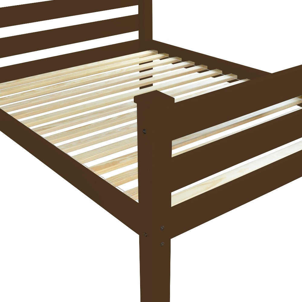 Close-up of the craftsmanship on Coffee Solid Wood Full Bed Frame