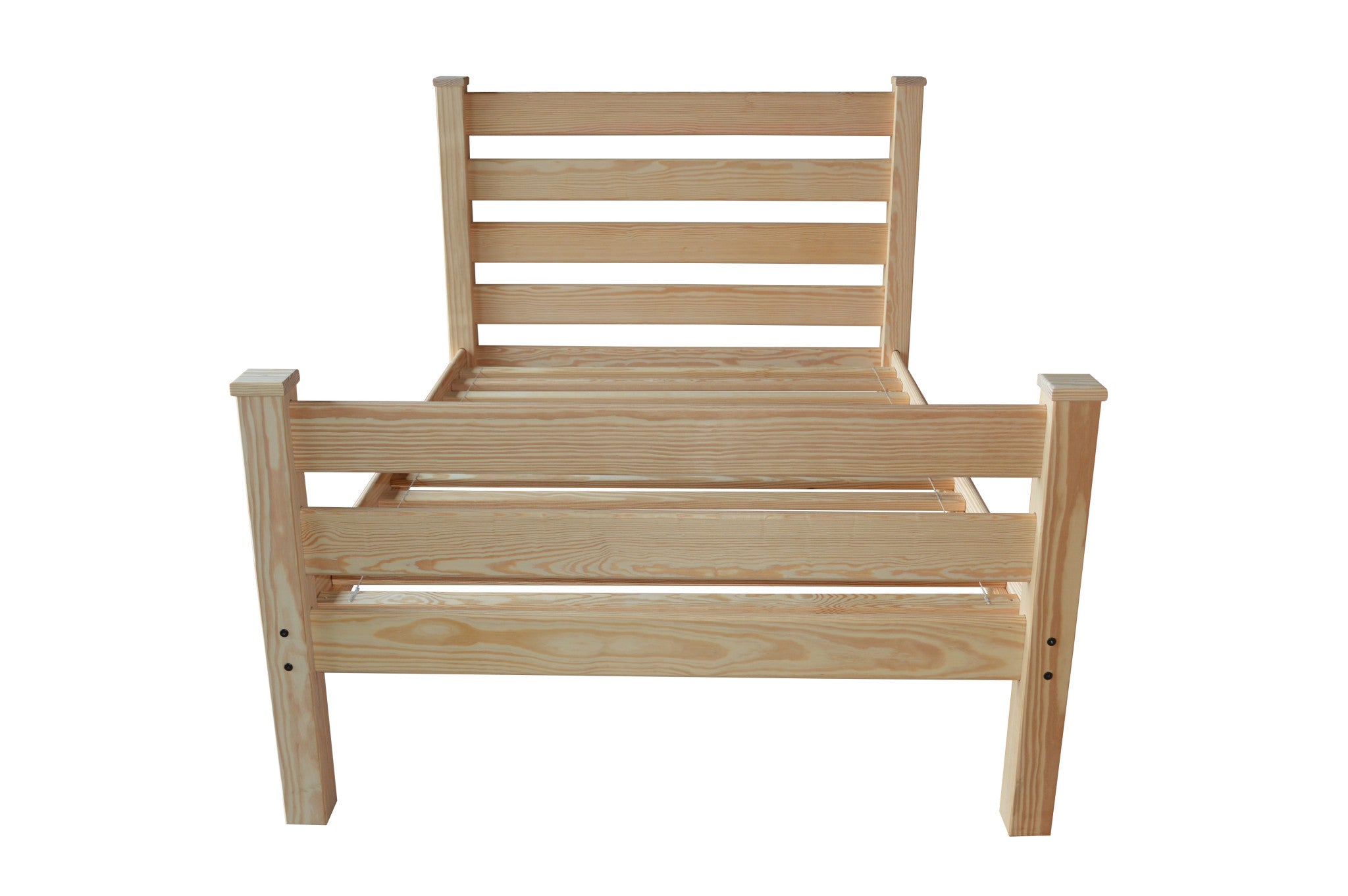 Front view of Elegant Natural Solid Wood Full Bed Frame by Homeroots