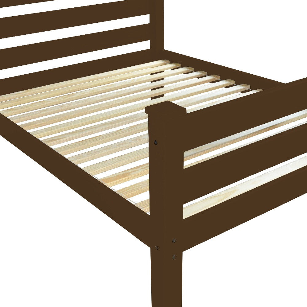 Close-up of the headboard on Coffee Solid Wood Queen Bed Frame