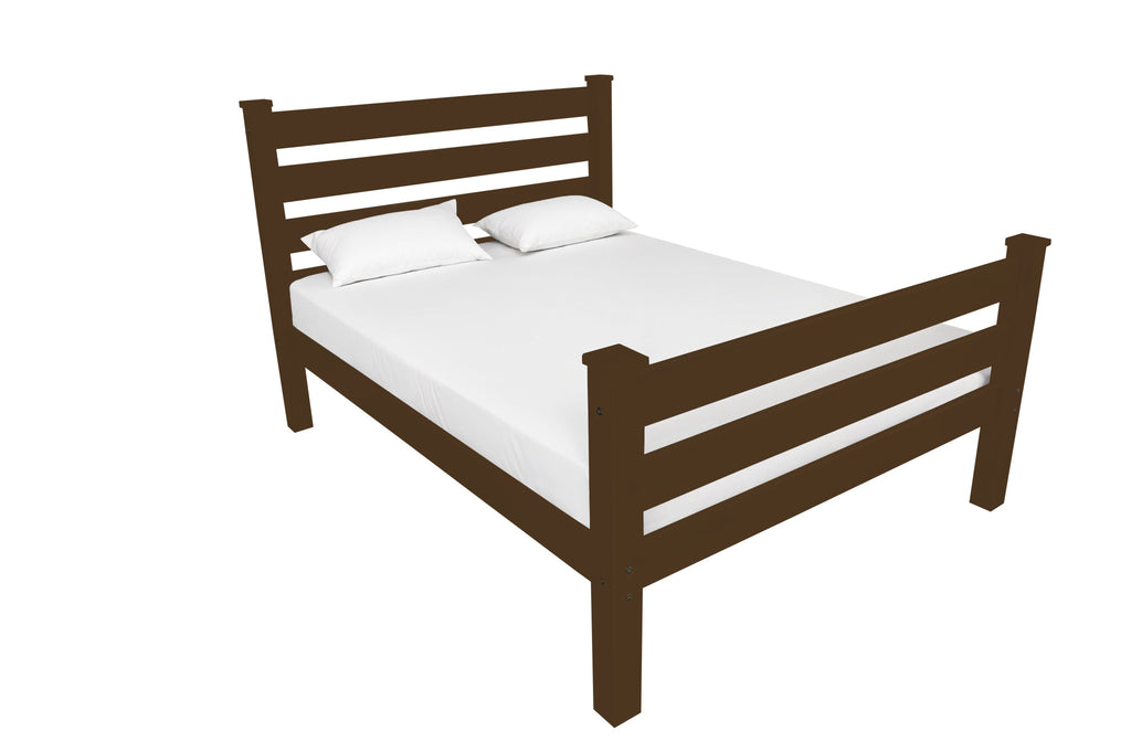 Side profile of Coffee Solid Wood Queen Bed Frame showcasing craftsmanship
