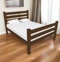 Elegant front view of Coffee Solid Wood Queen Bed Frame by Homeroots