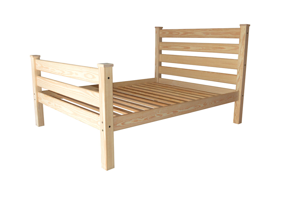 Elegant Natural Solid Wood Queen Bed Frame with mattress on top