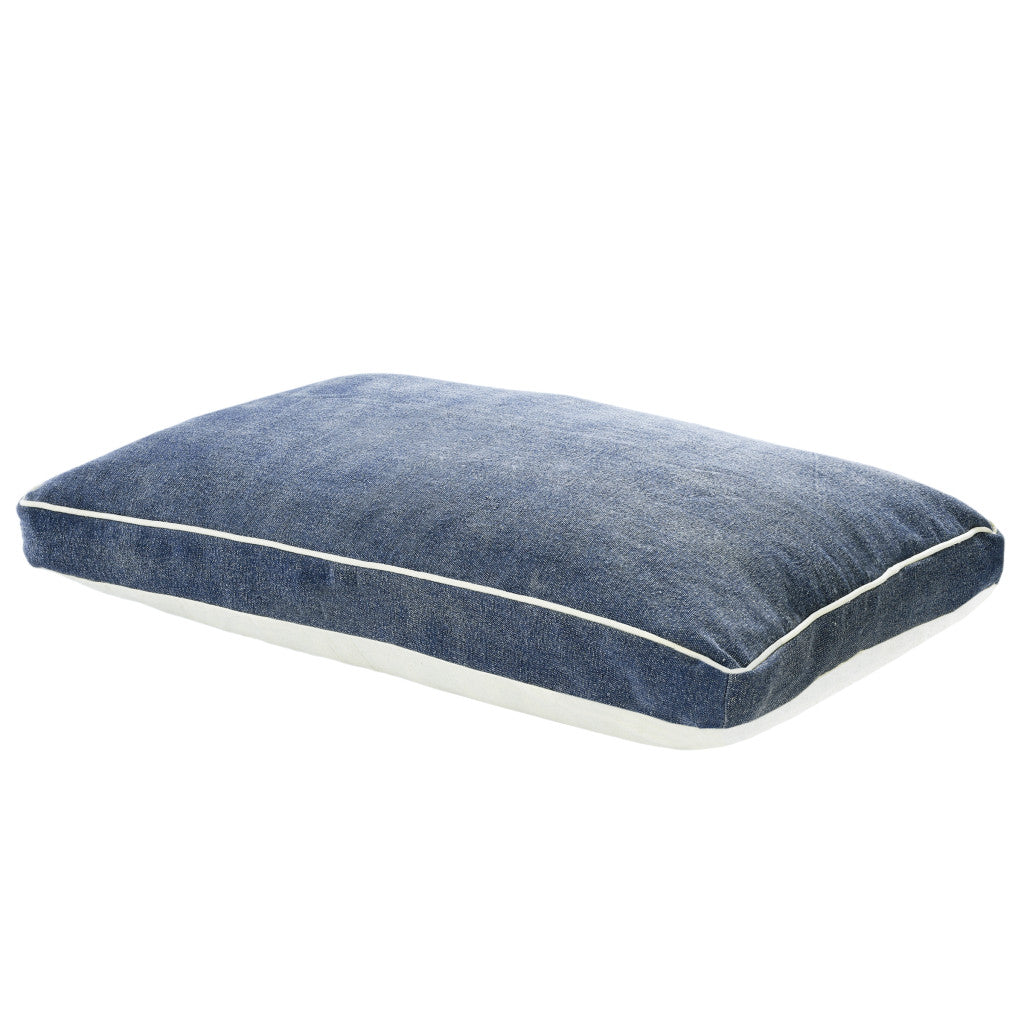 Close-up of the soft fabric of Luxurious Stonewashed Blue Dog Bed