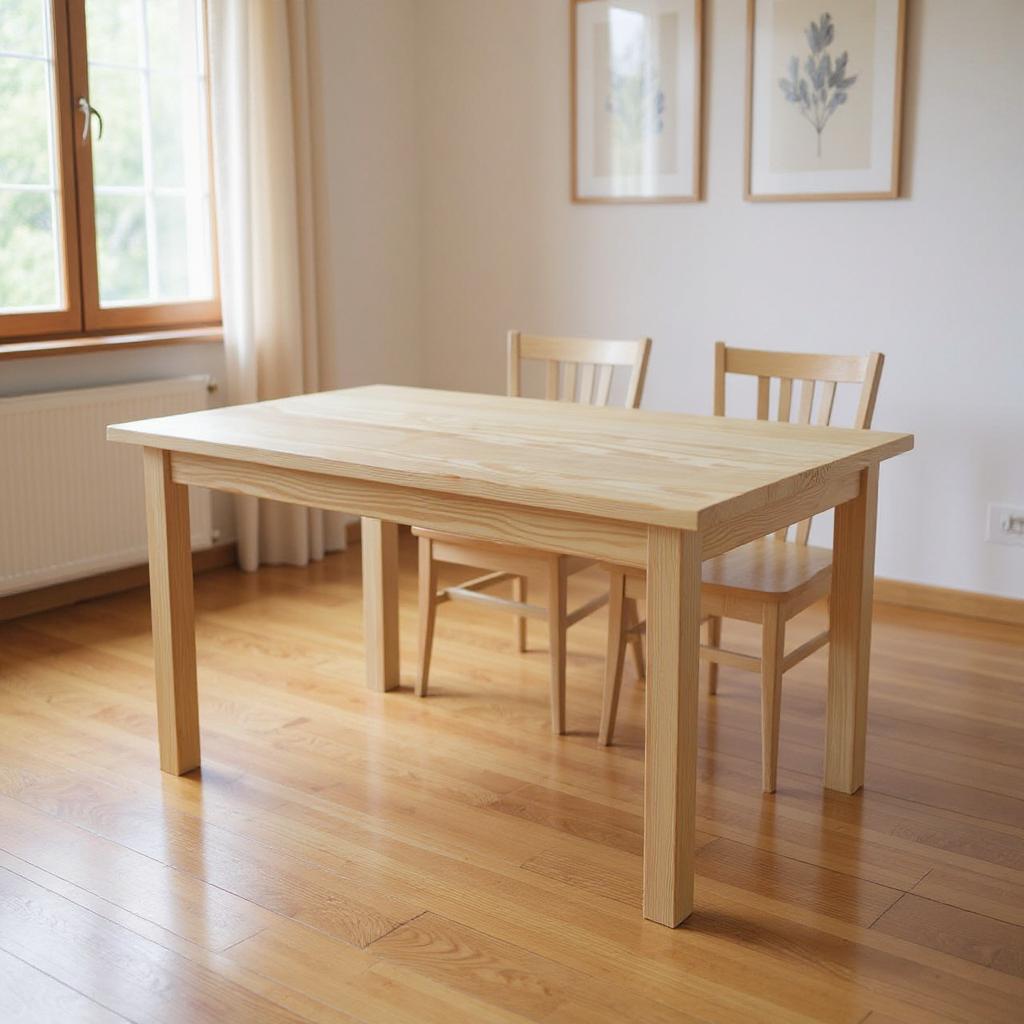 48" Natural Solid Wood Dining Table