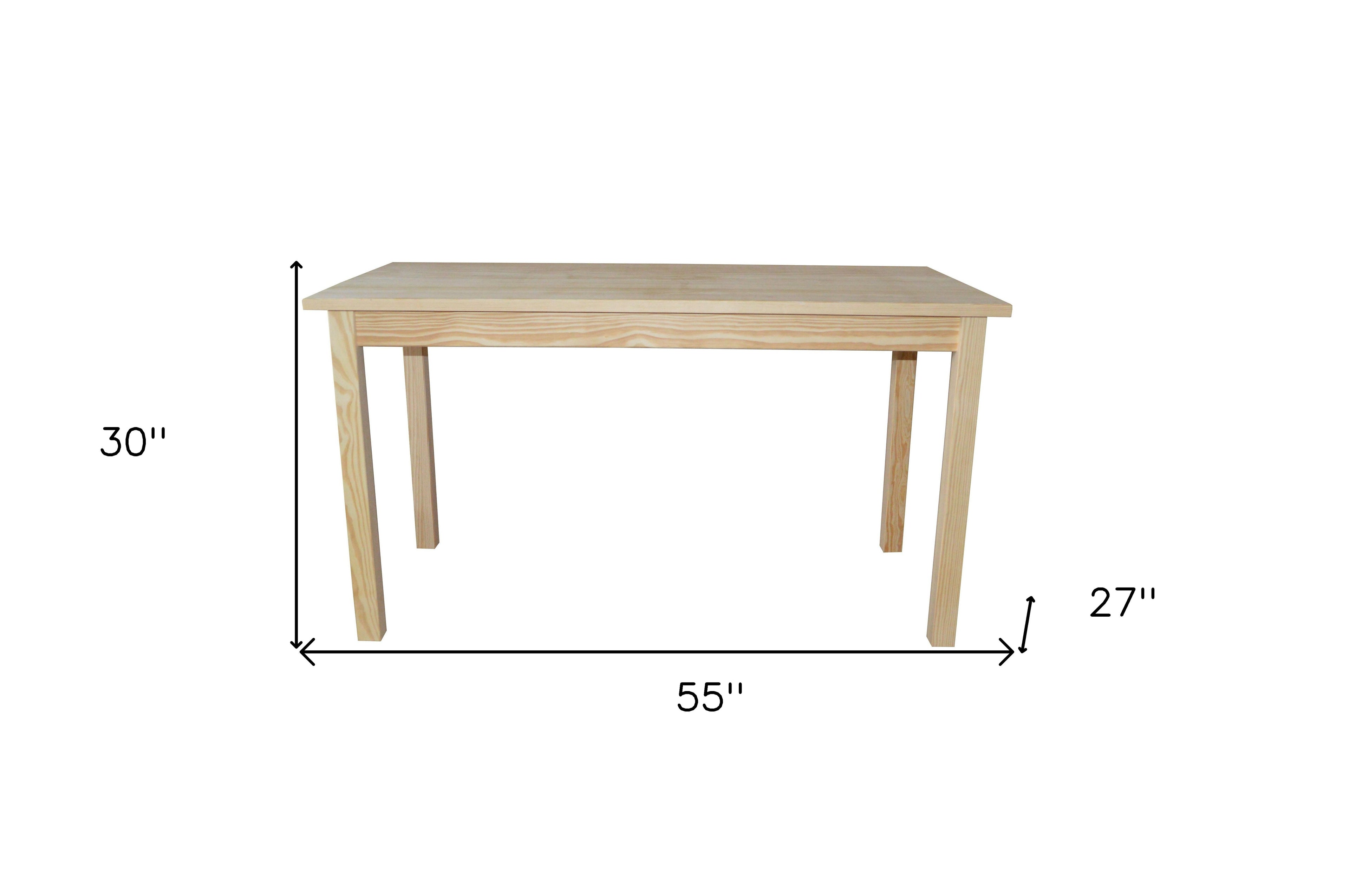 60" Natural Solid Wood Dining Table