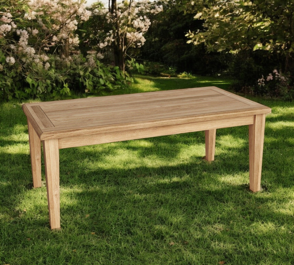 Close-up of the wood grain on 47" Solid Wood Outdoor Coffee Table