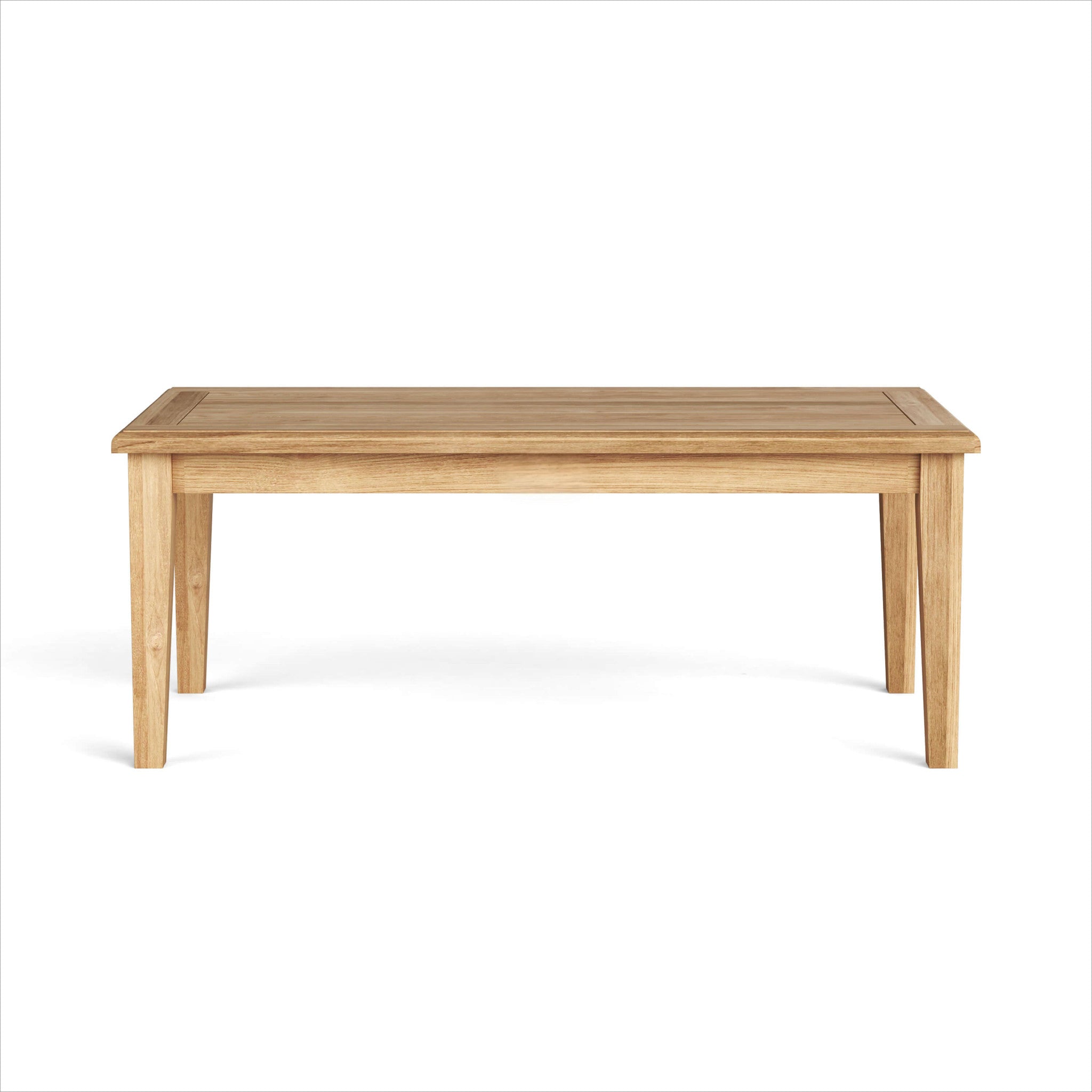 Lifestyle image of 47" Solid Wood Outdoor Coffee Table on a patio