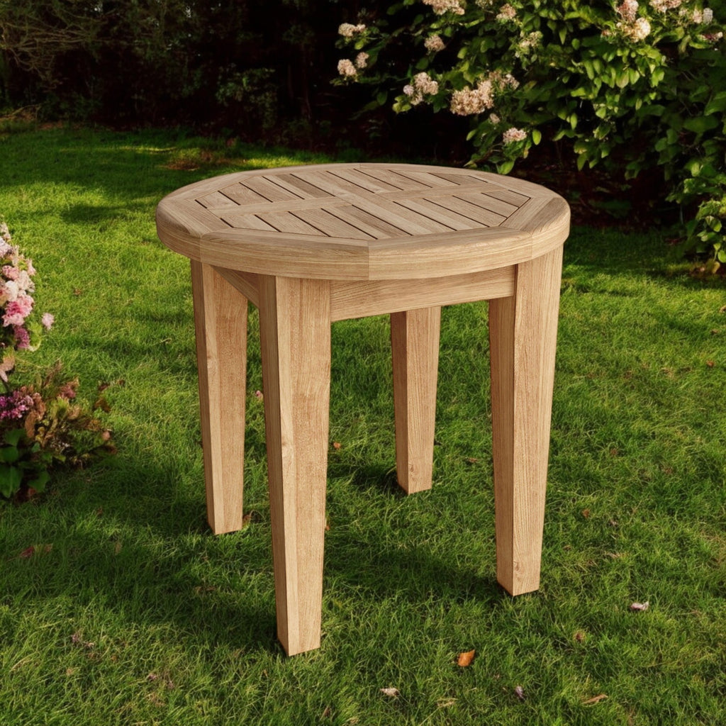 20" Natural Rounded Solid Wood Outdoor Side Table