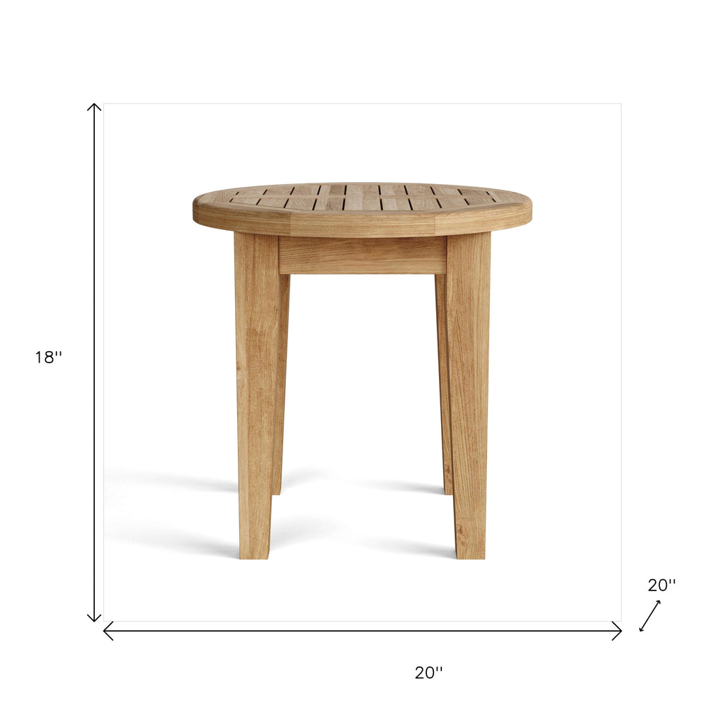 20" Natural Rounded Solid Wood Outdoor Side Table