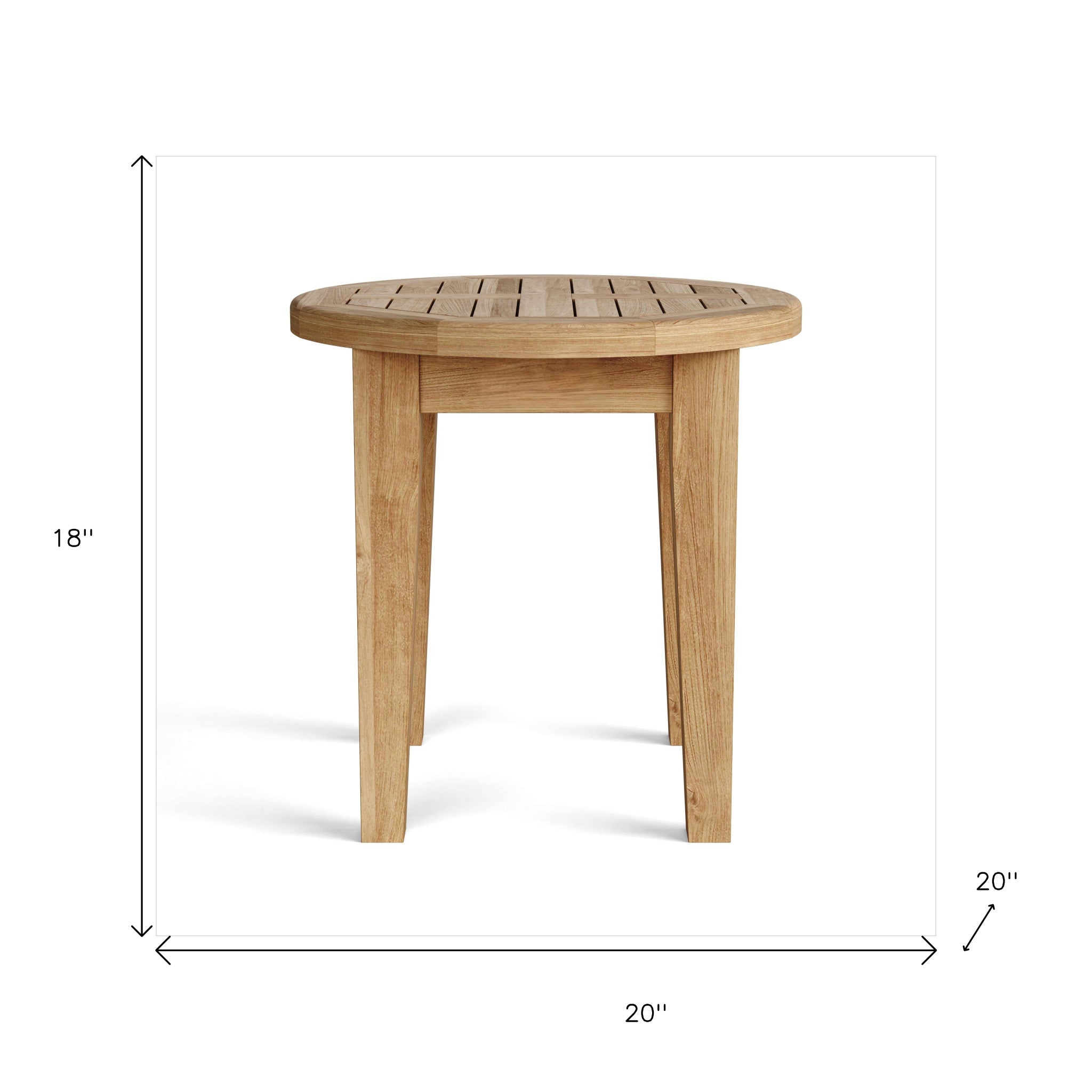 20" Natural Rounded Solid Wood Outdoor Side Table