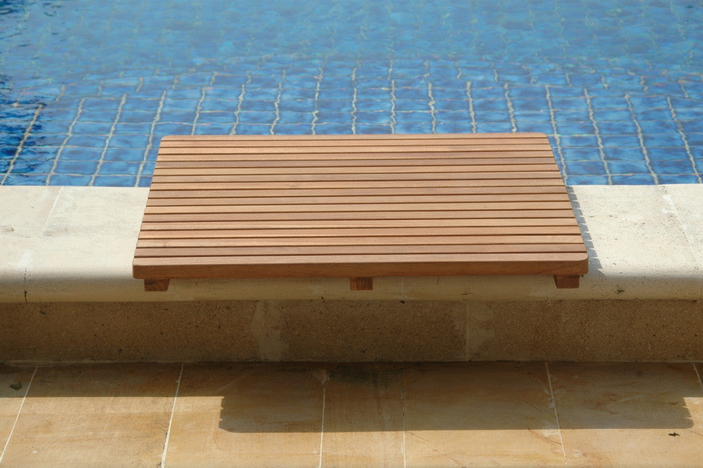 Water-resistant Premium 24" Teak Shower Mat showcasing durability