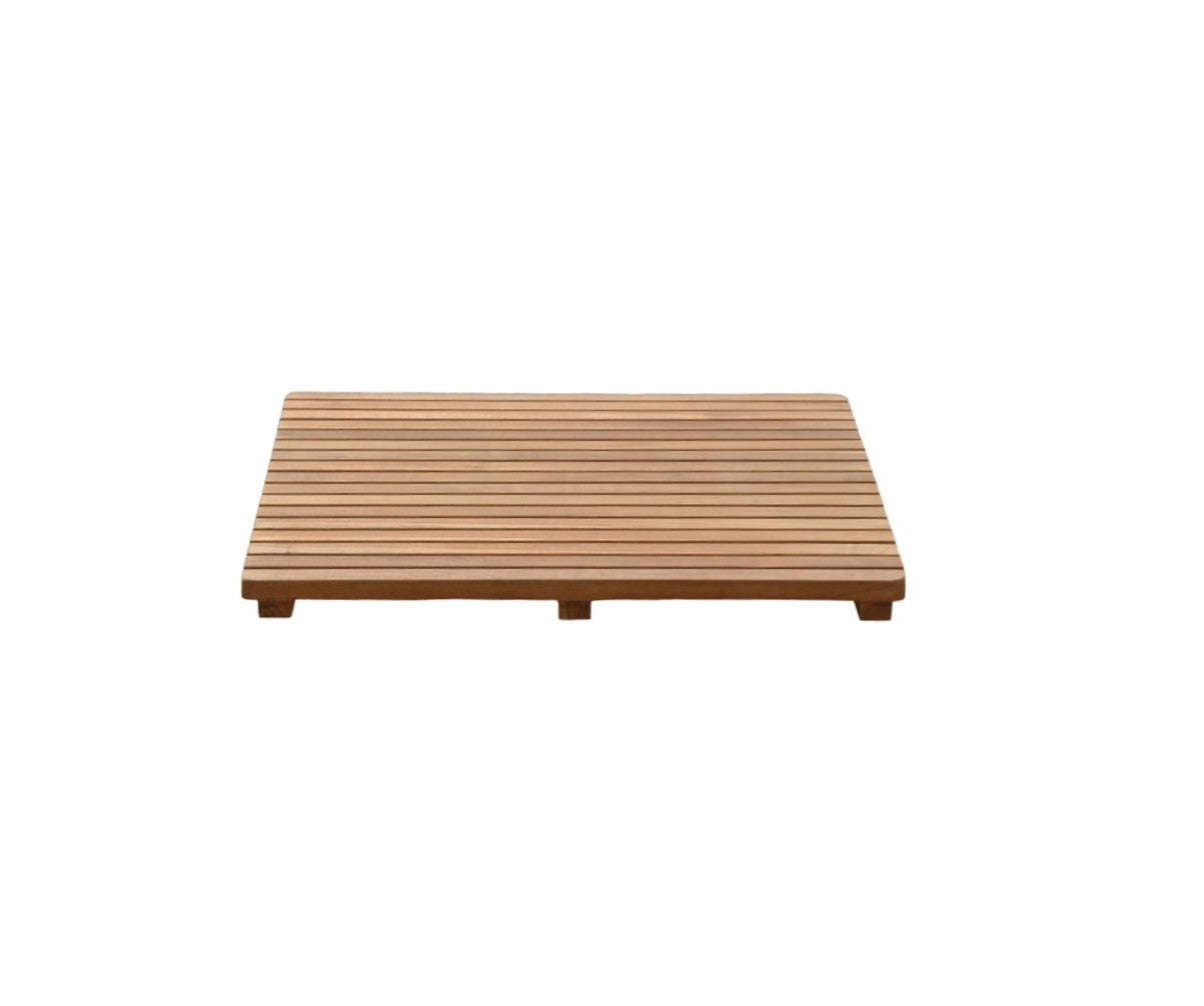 Premium 24" Teak Shower Mat enhancing the aesthetic of a spa-like bathroom