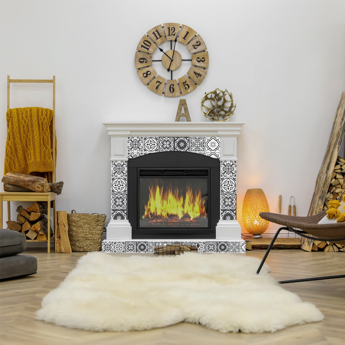 Stylish application of 12" Black Mosaic Peel and Stick Tile in kitchen