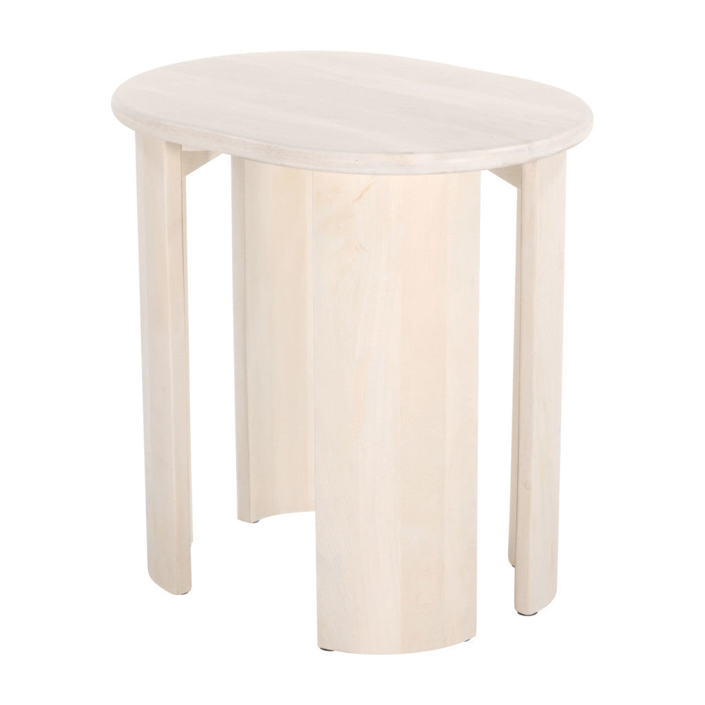 24" Natural Solid Wood Oval End Table