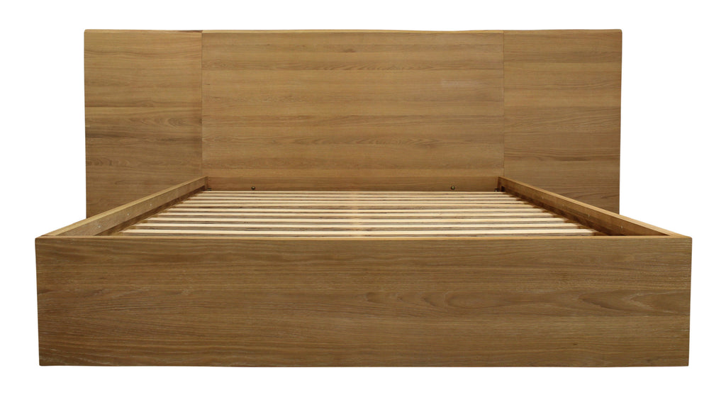 Side angle of Natural Wood King Bed Frame showcasing its stylish design