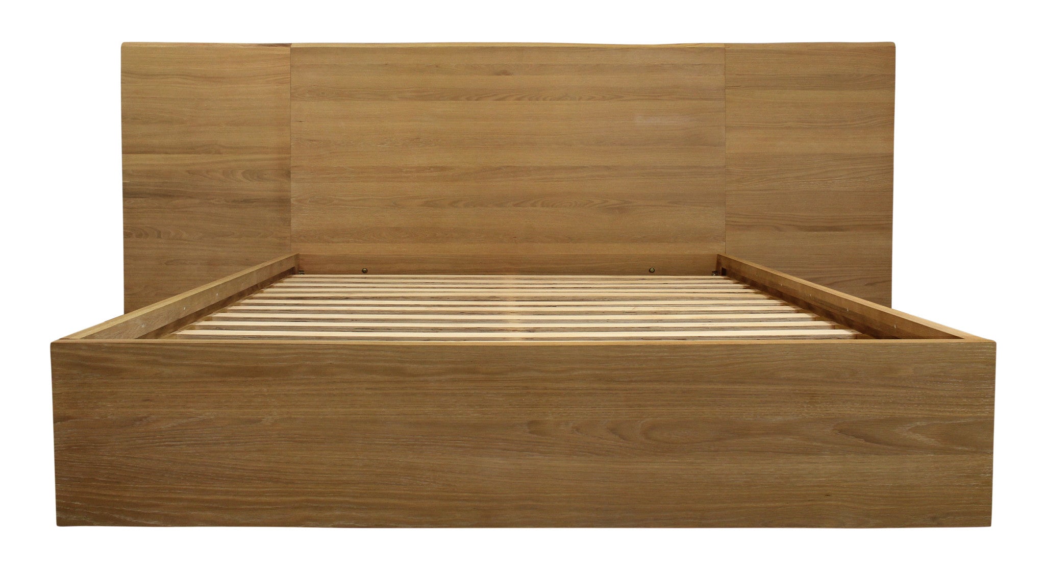 Side angle of Natural Wood King Bed Frame showcasing its stylish design