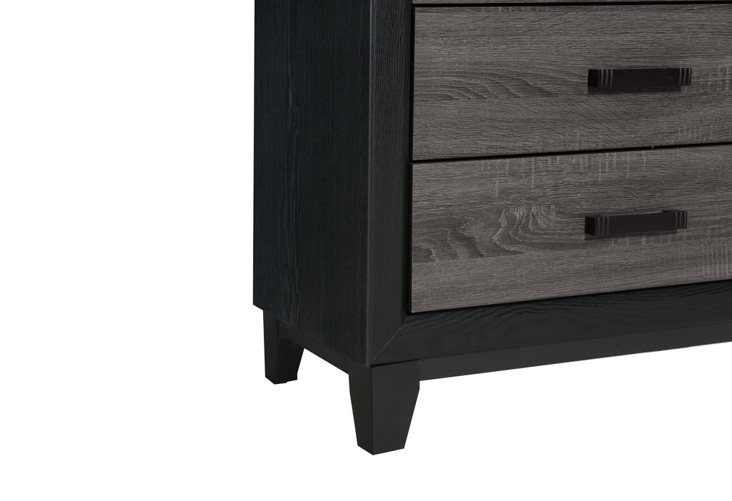58" Black And Gray Wood Six Drawer Double Dresser