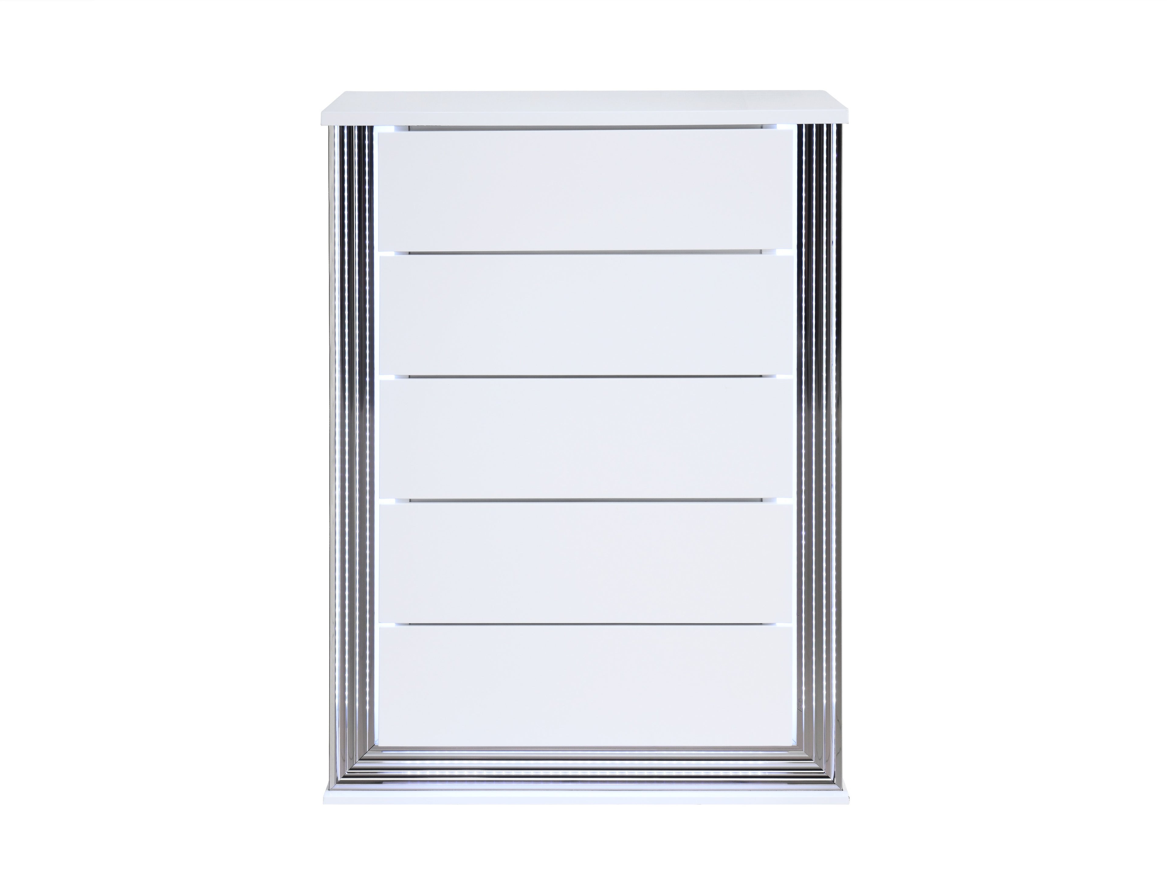 Lighting feature of 49-inch White Wood Lighted Five Drawer Dresser