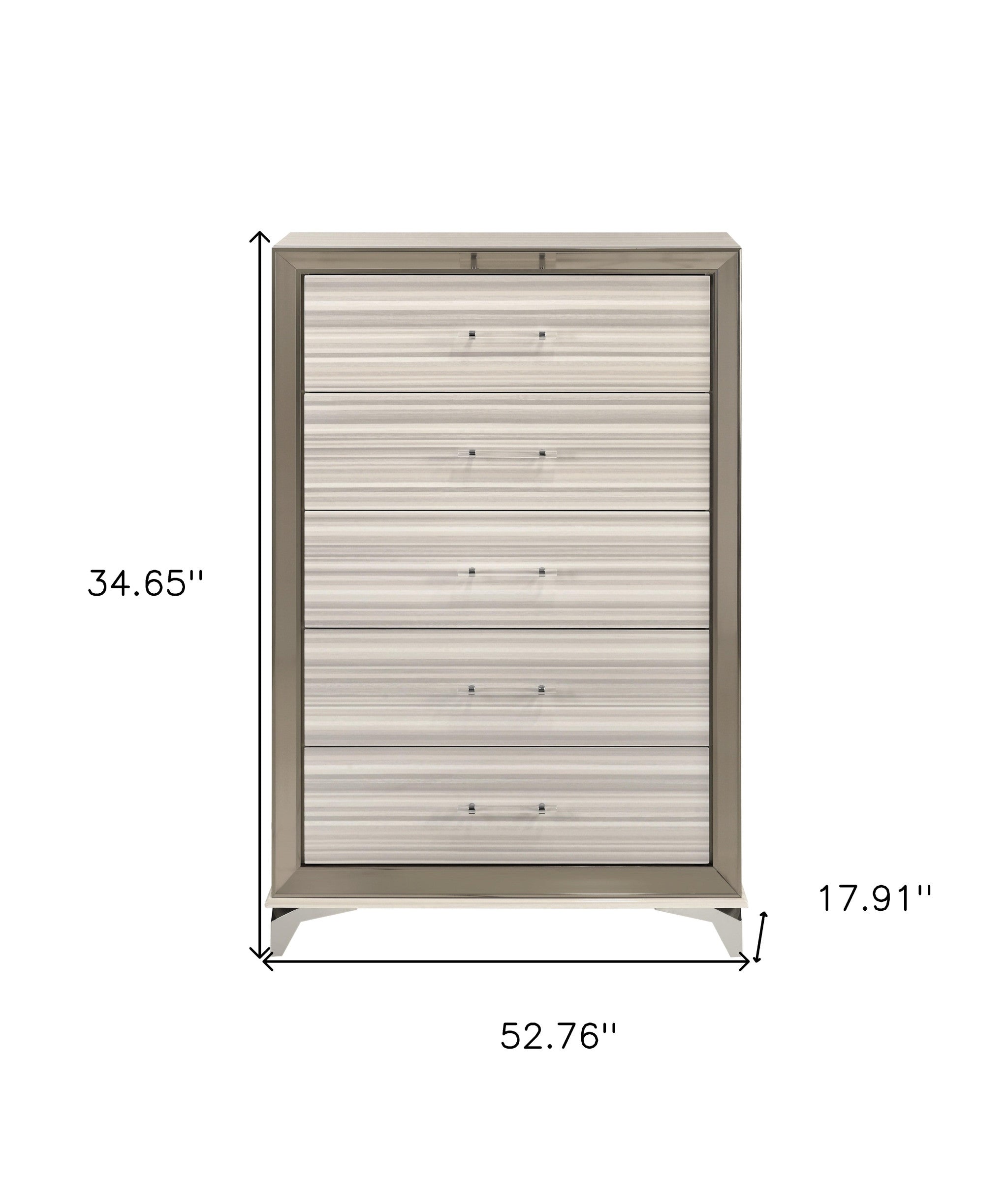 Overall view of the 53" Beige & White Dresser in a stylish bedroom